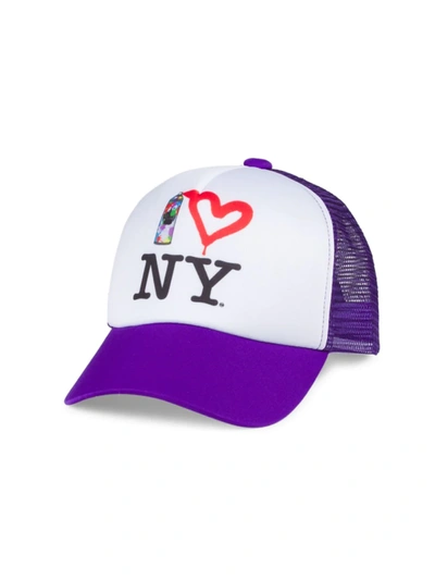 Piccoliny Kids' Spray Paint New York Trucker Hat In Purple