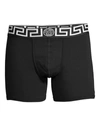 Versace Long Stretch-cotton Trunks In Open White