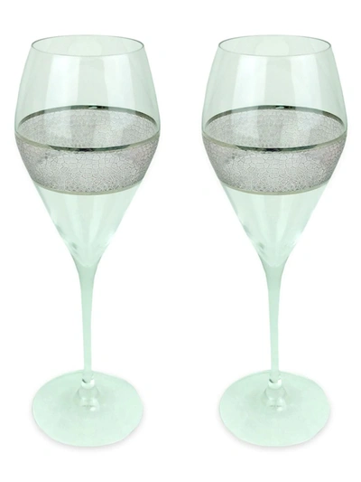 Michael Wainwright Panthera Platinum 2-piece Prosecco Glass Set In Gray