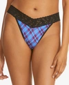 Hanky Panky Original-rise Printed Lace Thong In Twilight Plaid