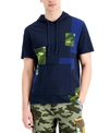 SUN + STONE MEN'S COLORBLOCKED PATCHWORK HOODED T-SHIRT, CREATED FOR MACY'S