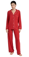 Eberjey Gisele Red Jersey Pyjama Set In Haute Red/bone