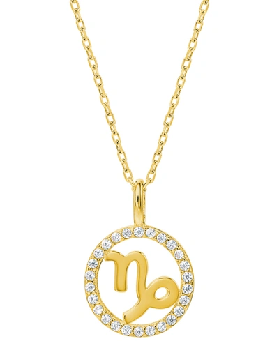 Giani Bernini Cubic Zirconia Zodiac Halo 18" Pendant Necklace In 18k Gold-plated Sterling Silver, Created For Macy In Capricorn