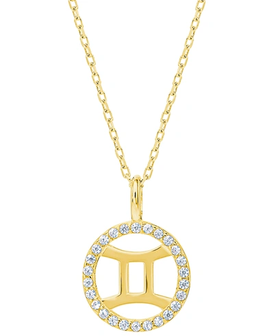 Giani Bernini Cubic Zirconia Zodiac Halo 18" Pendant Necklace In 18k Gold-plated Sterling Silver, Created For Macy In Gemini