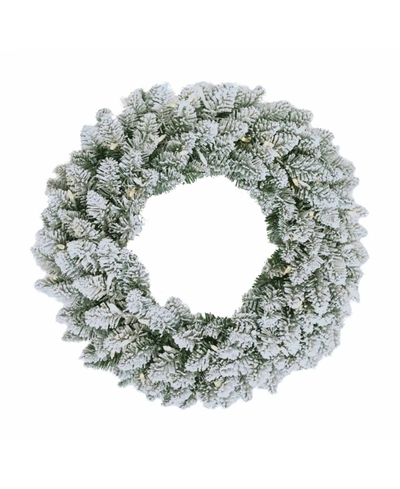 Kurt Adler 24" Battery-operated Pre-lit Led Snow Pine Wreath In Multicolored