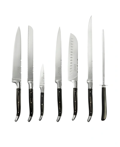 French Home Connoisseur Laguiole Kitchen Knife With Knife Sharpener, Set Of 7 In Black