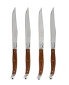French Home Set Of 4 Laguiole Steak Knives In Dark Brown
