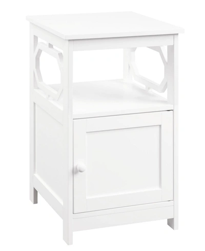 Convenience Concepts Omega End Table With Storage Cabinet And Shelf In White