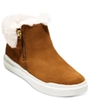Cole Haan Grandpro Rally Faux Fur Trim Bootie In Caramel Suede