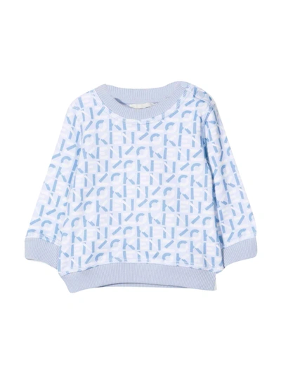 Kenzo Babies' Logo-print Cotton Sweatshirt In Azzurro