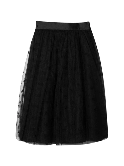 Fendi Girls Black Kids Logo-embroidered Tulle Woven Skirt 10-14 Years 12-14 Years