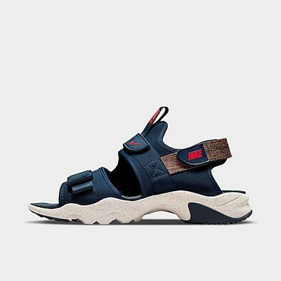 Nike Men's Canyon Adjustable Strap Sandals In Armory Navy/chile Red/light Cognac