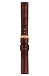 Tissot 15mm Croc Embossed Leather Watch Strap In Brown
