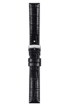 Tissot 15mm Croc Embossed Leather Watch Strap In Black
