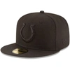 NEW ERA NEW ERA INDIANAPOLIS COLTS BLACK ON BLACK 59FIFTY FITTED HAT,70234575