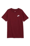 Nike Sportswear Kids' Embroidered Swoosh T-shirt In Dark Beetroot