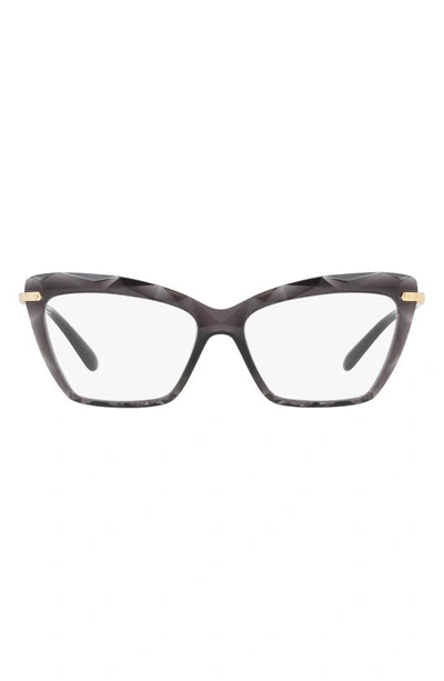 Dolce & Gabbana 53mm Cat Eye Optical Glasses In Transparent Grey