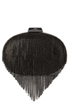 Olga Berg Bria Crystal Fringe Clutch In Black