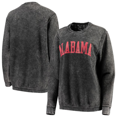Pressbox Women's Black Alabama Crimson Tide Comfy Cord Vintage-like Wash Basic Arch Pullover Sweatshirt