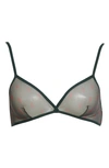 Saint Laurent Sheer Tulle Monogram Bra Green And Bordeaux In Vert/ Bordeaux