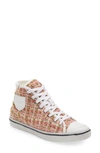 Saint Laurent 20mm Bedford Tweed High Top Sneakers In Pink/white