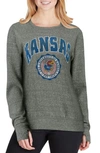 PRESSBOX PRESSBOX HEATHERED GRAY KANSAS JAYHAWKS EDITH VINTAGE KNOBI PULLOVER SWEATSHIRT,2798204