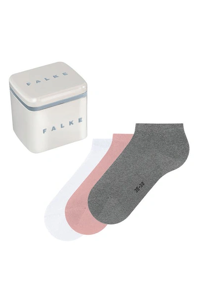 Falke Happy Assorted 3-pack Sneaker Socks In Light Grey/ Blossom/ Black