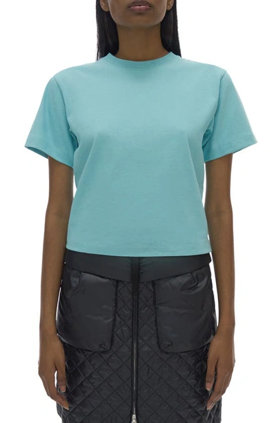 Helmut Lang Debossed Logo Crop Cotton T-shirt In Pool