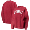 Pressbox Women's Cardinal Arkansas Razorbacks Comfy Cord Vintage-like Wash Basic Arch Pullover Sweatshirt In Cardinal