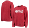 Pressbox Women's Red Maryland Terrapins Comfy Cord Vintage-like Wash Basic Arch Pullover Sweatshirt In Red