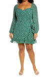 Reformation Camii Long Sleeve Minidress In Parsley