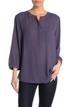 Nydj Back Pleated Crepe Blouse In Shadow