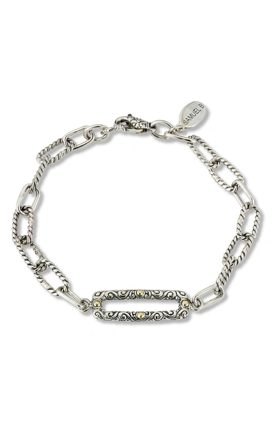 Samuel B. 18k Gold & Sterling Silver Paperclip Link Bracelet In Silver And Gold