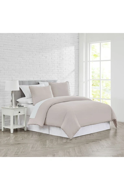 Southshore Fine Linens Classic Pom Pom Trimmed Duvet Cover Set In Bone