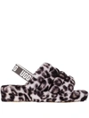 Ugg Leopard Print Fluff Yeah Sandals In Violett