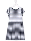 Polo Ralph Lauren Striped Pleated-skirt Dress In Blue
