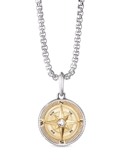 David Yurman 18kt Yellow Gold And Silver 20mm Maritime Compass Diamond Amulet Enhancer