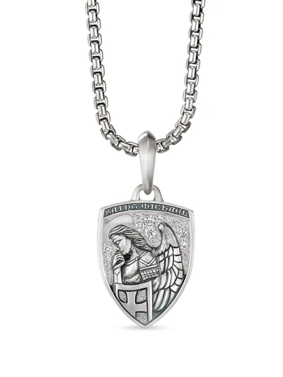 David Yurman Sterling Silver St. Michael Diamond Amulet Enhancer In White