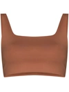 Girlfriend Collective Tommy Square-neck Stretch-recycled Polyester Sports Bra In Multicolor