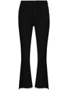 Mother The Insider Crop Distressed High-rise Flared Jeans In Schwarz
