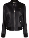 Philipp Plein Leather Bomber Jacket In Schwarz