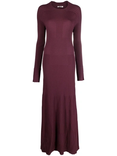 Aeron Lara Ribbed Knit Maxi Dress In Purple