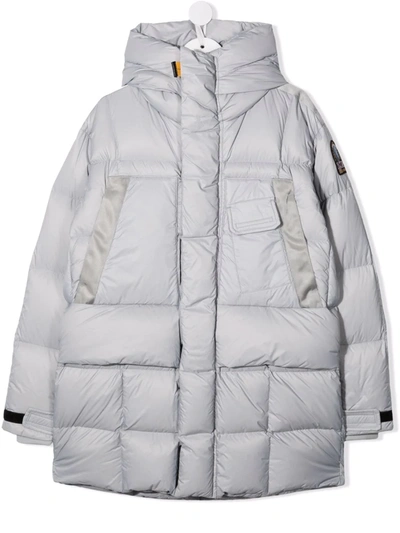 Parajumpers Teen Feather Down Hooded Coat In Grey