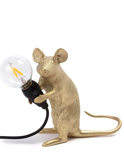 Seletti Sitting Mouse Lamp In Gold