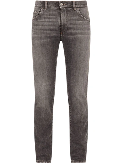 Dolce & Gabbana Low-rise Slim-cut Jeans In Grau