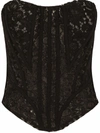 Dolce & Gabbana Cotton Top With All-over Lace Work In Schwarz