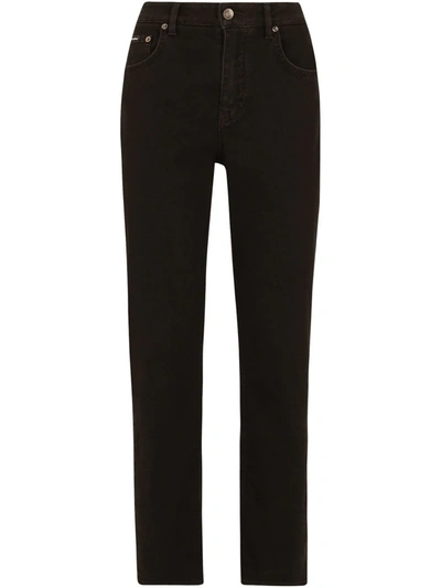 Dolce & Gabbana High-waist Straight-leg Jeans In Black
