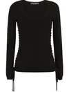 Dolce & Gabbana Scoop-neck Lace-up Jumper In Schwarz