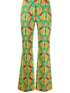 La Doublej Saturday Night Clover-print Trousers In Grün