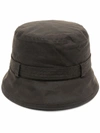 Barbour Buckle-detail Waxed Bucket Hat In Grün